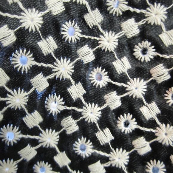 PS MISOOK BLACK+WHITE LIGHTWEIGHT embroidered eyelet JACKET acrylic 3/4 sleeves - Picture 10 of 12